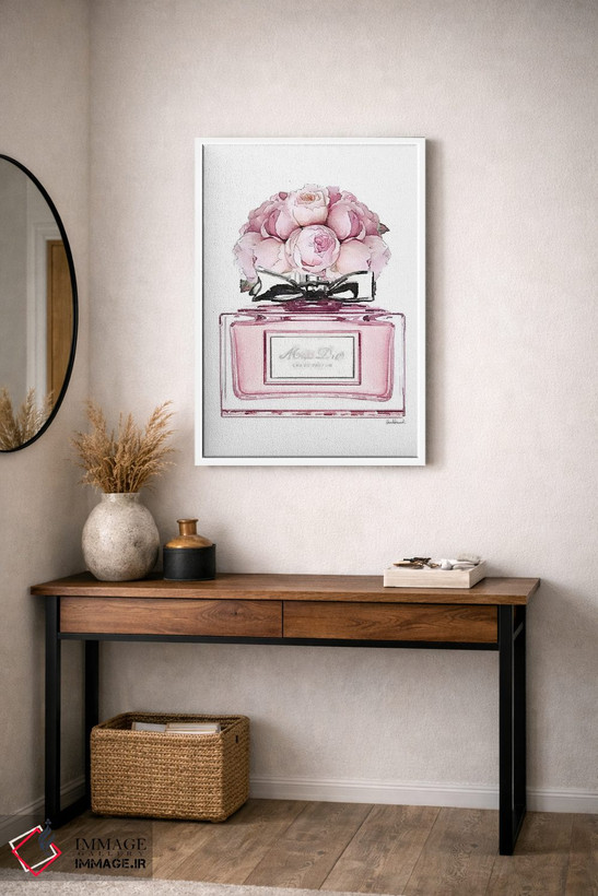 تابلو دکوراتیو Pink With Roses,عطر کوتاه، صورتی با گل رز اثر آماندا گرینوود - D2W