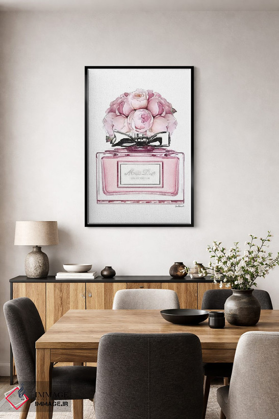 تابلو دکوراتیو Pink With Roses,عطر کوتاه، صورتی با گل رز اثر آماندا گرینوود - D4B