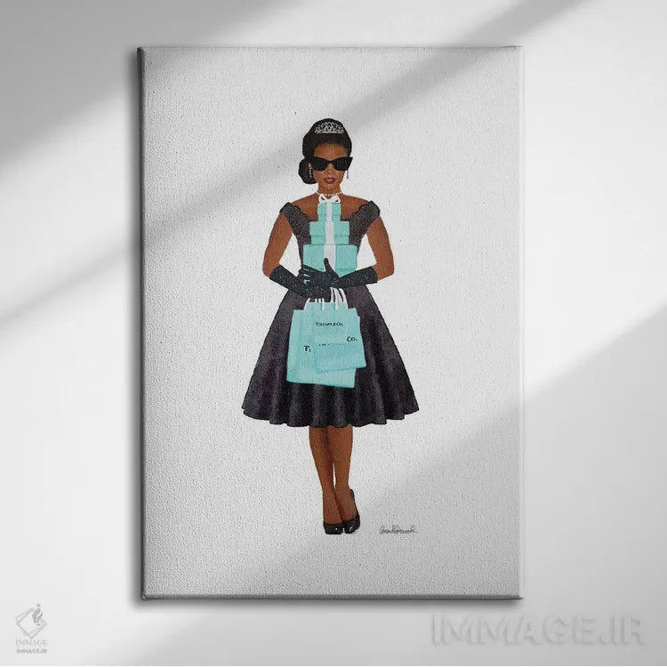 تابلو دکوراتیو Teal And Black, African-American,خرید فانتزی، فیروزه ای… اثر آماندا گرینوود - نمای روبهرو روی دیوار