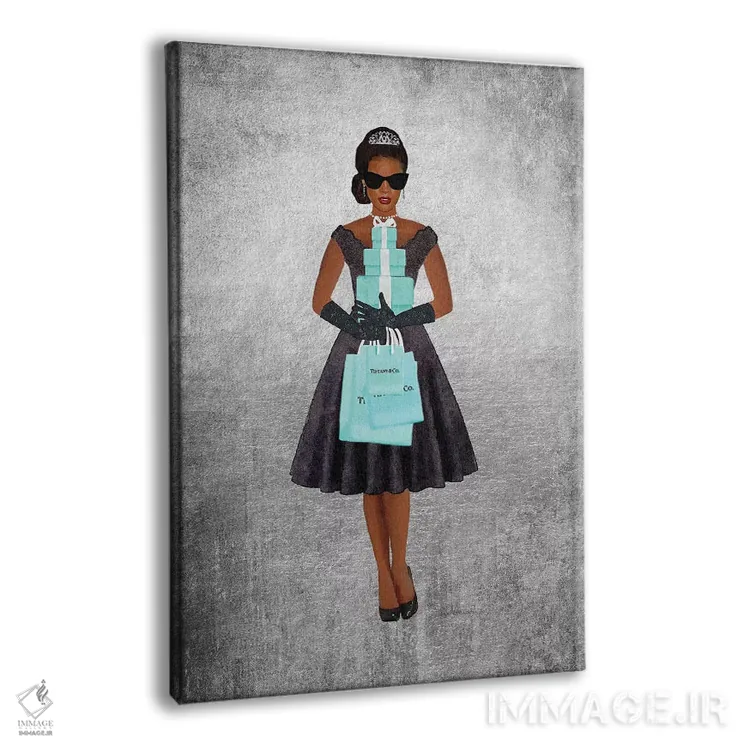 تابلو دکوراتیو Silver, Teal And Black, African-American,خرید فانتزی، نق… اثر آماندا گرینوود - نمای پرسپکتیو محصول