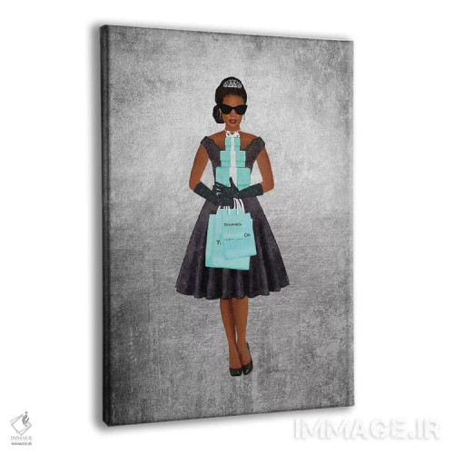 تابلو دکوراتیو Silver, Teal And Black, African-American,خرید فانتزی، نق… اثر آماندا گرینوود - نمای پرسپکتیو محصول