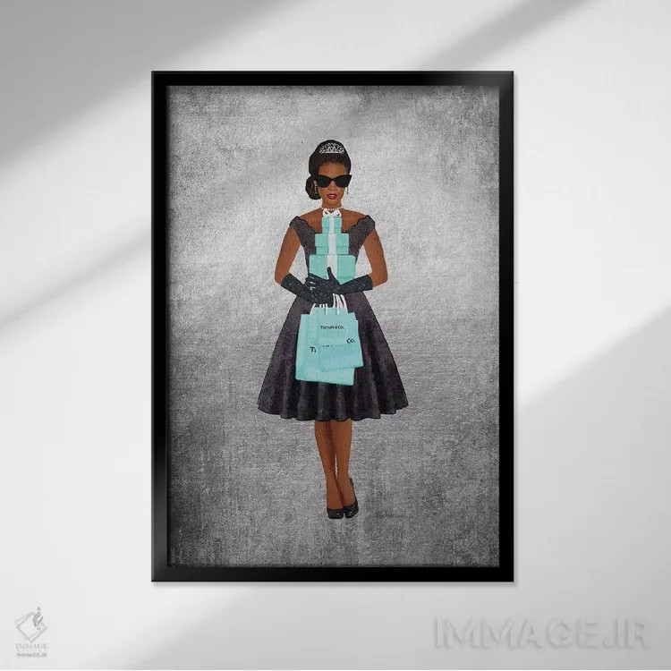 تابلو دکوراتیو Silver, Teal And Black, African-American,خرید فانتزی، نق… اثر آماندا گرینوود - نمای قابدار مشکی