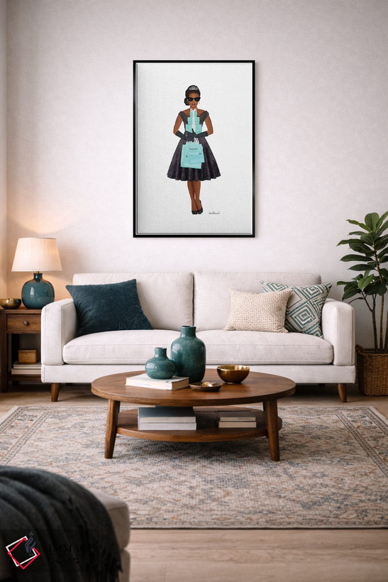 تابلو دکوراتیو Teal And Black, African-American,خرید فانتزی، فیروزه ای… اثر آماندا گرینوود - D3B