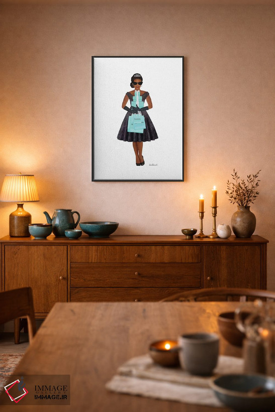 تابلو دکوراتیو Teal And Black, African-American,خرید فانتزی، فیروزه ای… اثر آماندا گرینوود - D5B