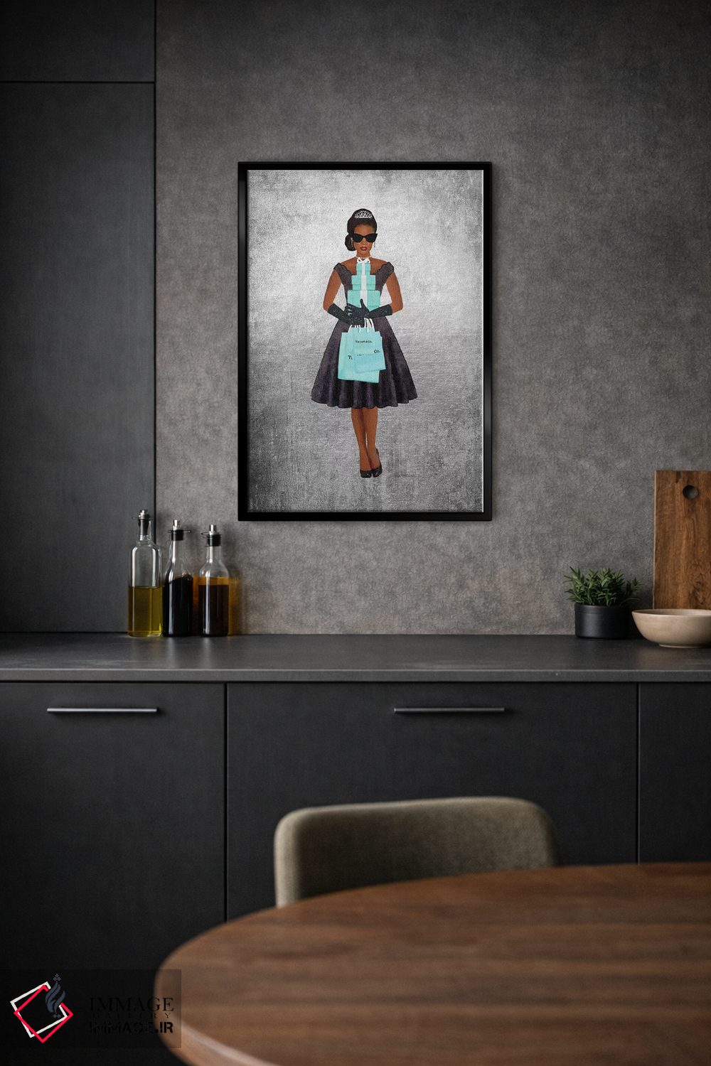 تابلو دکوراتیو Silver, Teal And Black, African-American,خرید فانتزی، نق… اثر آماندا گرینوود - D1B