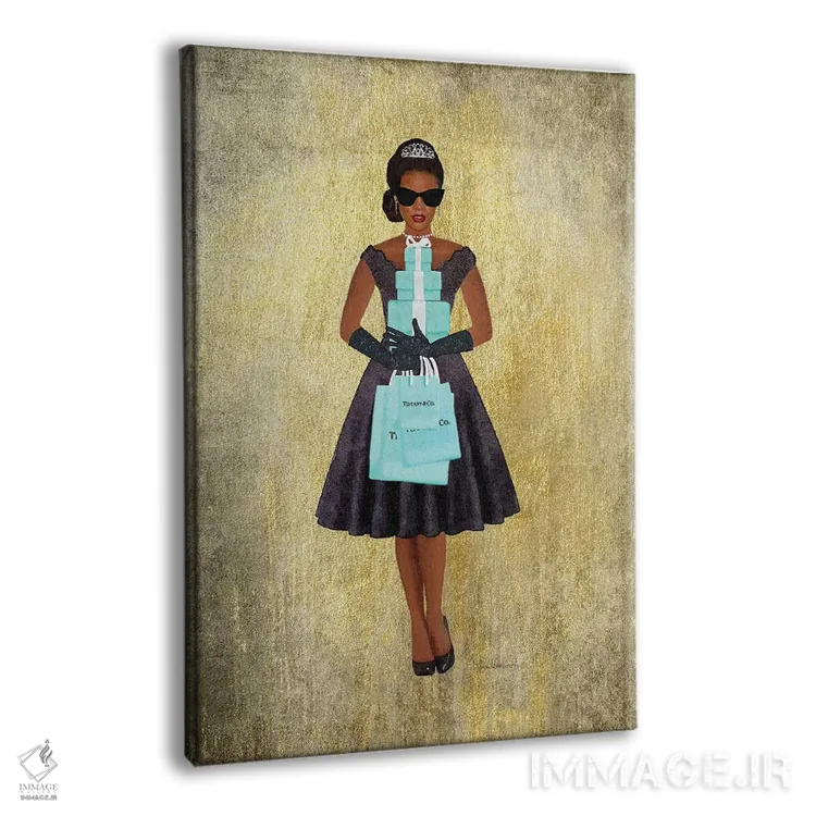 تابلو دکوراتیو Gold, Teal And Black, African-American,خرید فانتزی، طلای… اثر آماندا گرینوود - نمای پرسپکتیو محصول