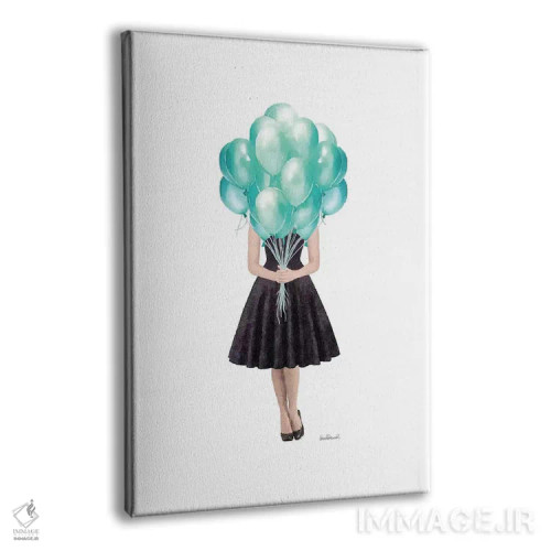 تابلو دکوراتیو Teal,آدری در حال نگه داشتن بادکنک، فیروزه ای اثر آماندا گرینوود - نمای پرسپکتیو محصول