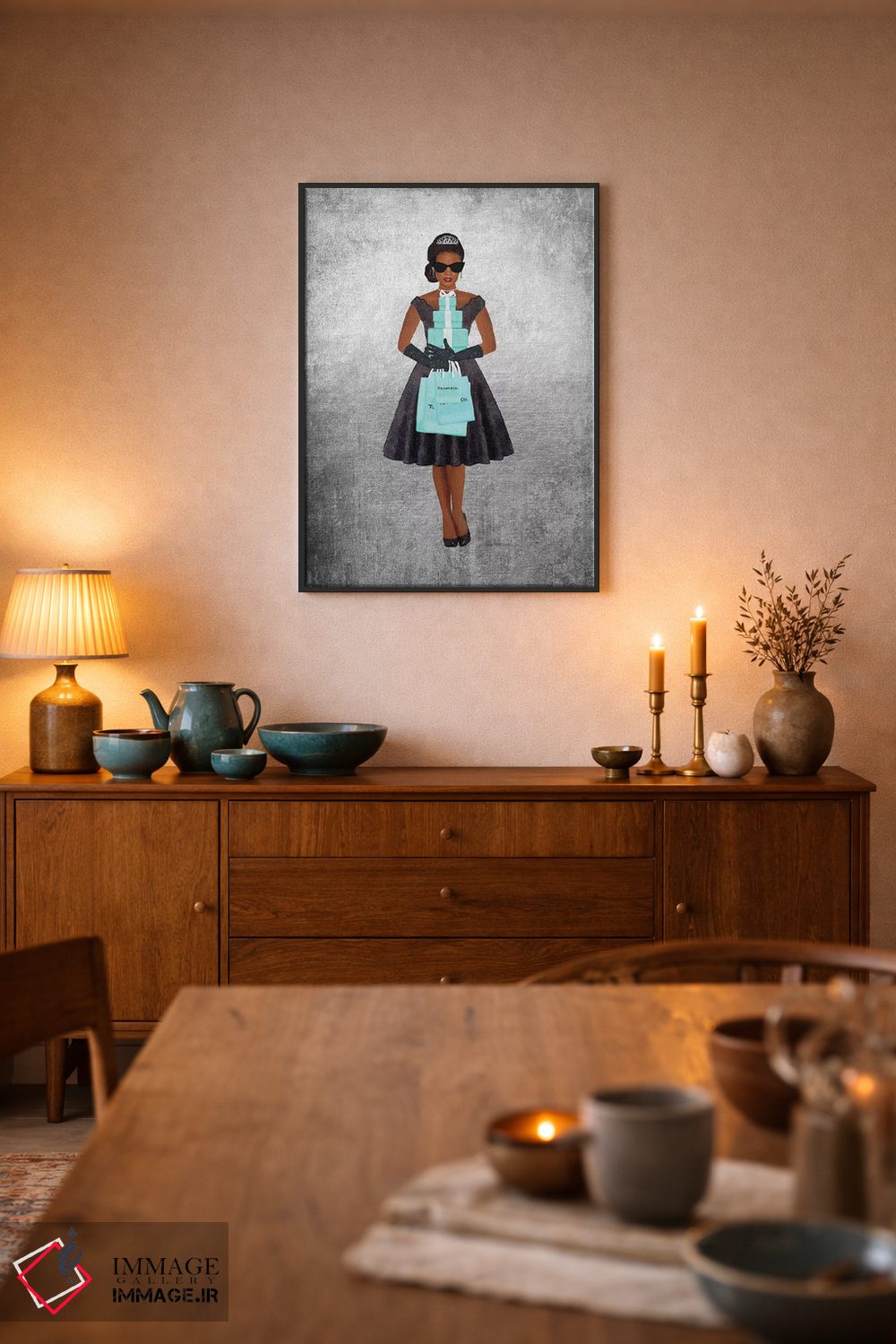 تابلو دکوراتیو Silver, Teal And Black, African-American,خرید فانتزی، نق… اثر آماندا گرینوود - D6B