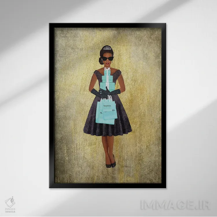 تابلو دکوراتیو Gold, Teal And Black, African-American,خرید فانتزی، طلای… اثر آماندا گرینوود - نمای قابدار مشکی
