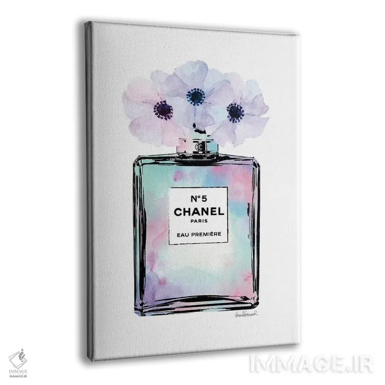 تابلو دکوراتیو Purple And Pink Perfume With Painted Flowers,عطر نعناعی… اثر آماندا گرینوود - نمای پرسپکتیو محصول