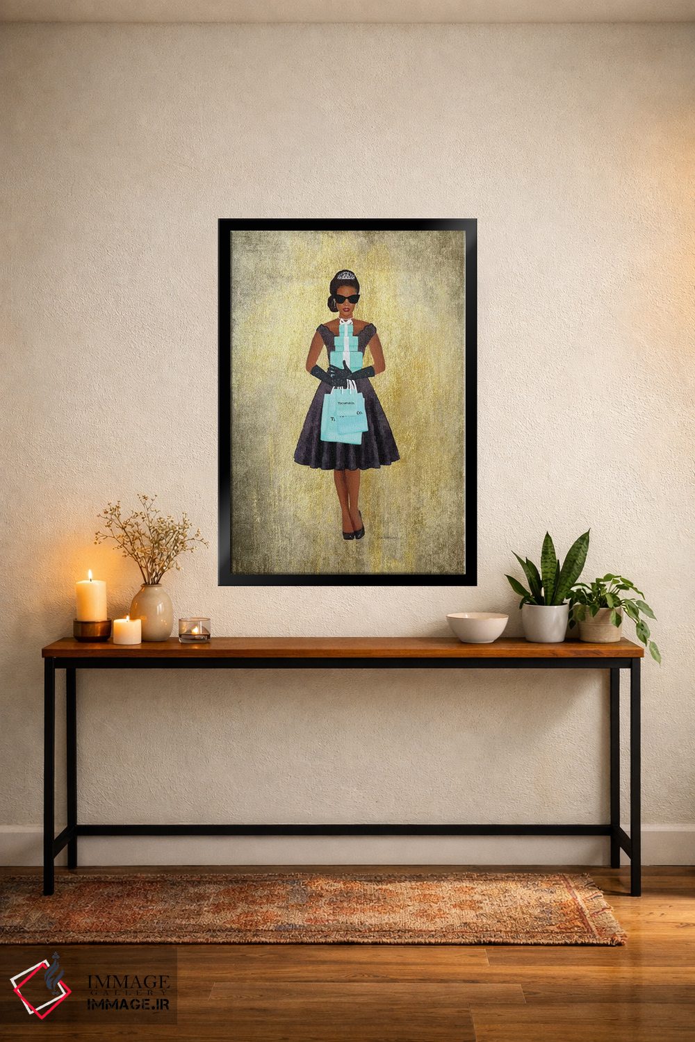 تابلو دکوراتیو Gold, Teal And Black, African-American,خرید فانتزی، طلای… اثر آماندا گرینوود - D5B