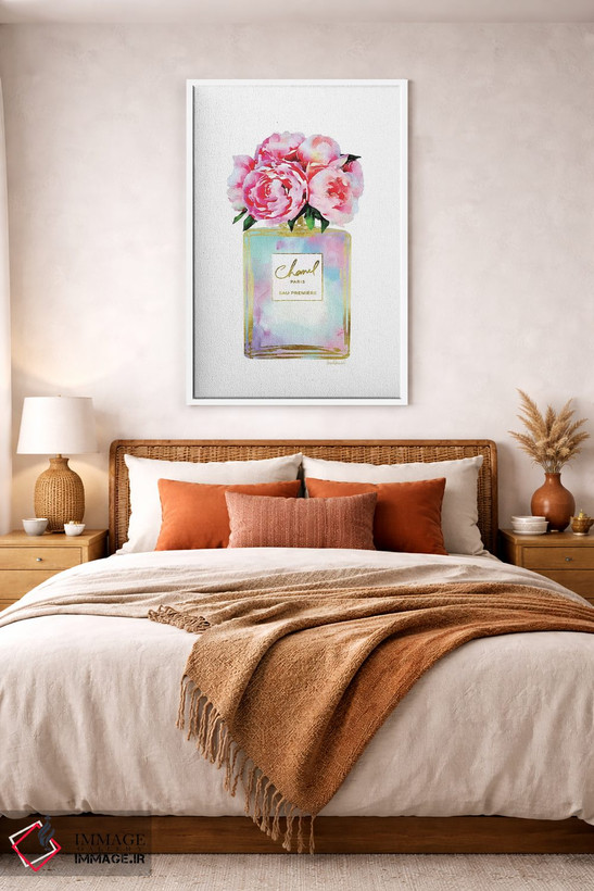تابلو دکوراتیو Mint, Purple, And Pink Perfume With Peonies,عطر طلایی، ن… اثر آماندا گرینوود - D2W
