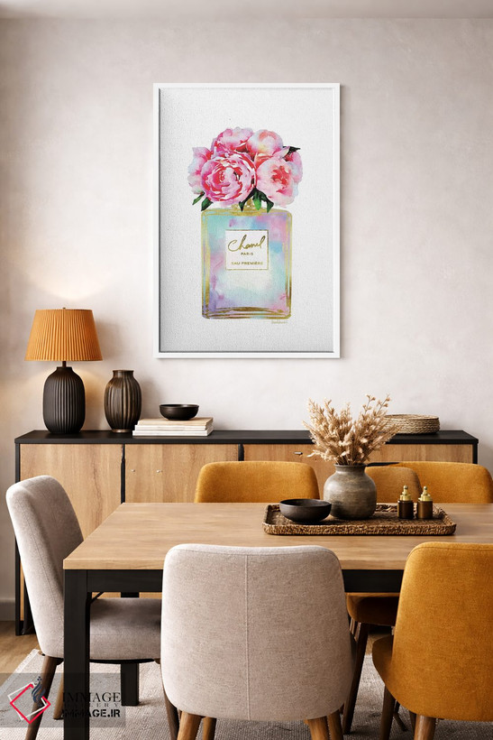 تابلو دکوراتیو Mint, Purple, And Pink Perfume With Peonies,عطر طلایی، ن… اثر آماندا گرینوود - D5W