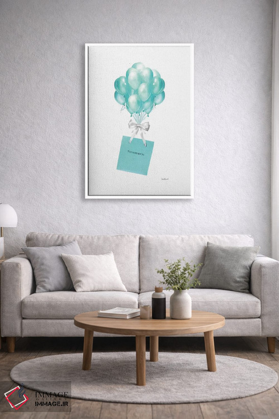 تابلو دکوراتیو Teal,بادکنک ها و کیسه های هدیه به رنگ فیروزه ای اثر آماندا گرینوود - D1W