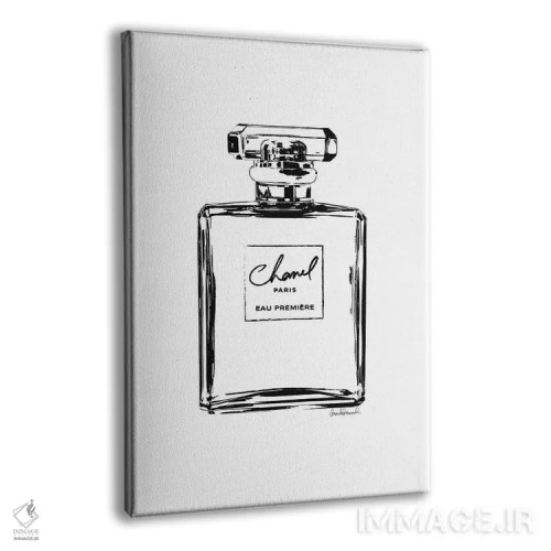 تابلو دکوراتیو طرح خطی بطری عطر مشکی اثر آماندا گرینوود - نمای پرسپکتیو محصول
