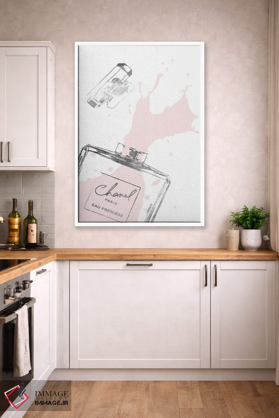 تابلو دکوراتیو پاشش عطر در نقره ای و صورتی روشن اثر آماندا گرینوود - D3W