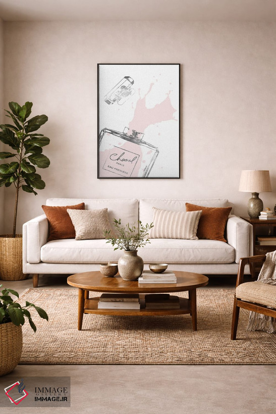 تابلو دکوراتیو پاشش عطر در نقره ای و صورتی روشن اثر آماندا گرینوود - D4B