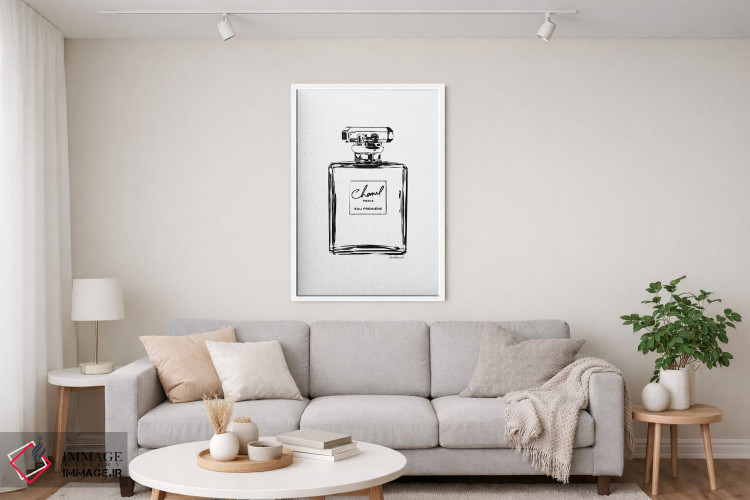 تابلو دکوراتیو طرح خطی بطری عطر مشکی اثر آماندا گرینوود - D3W