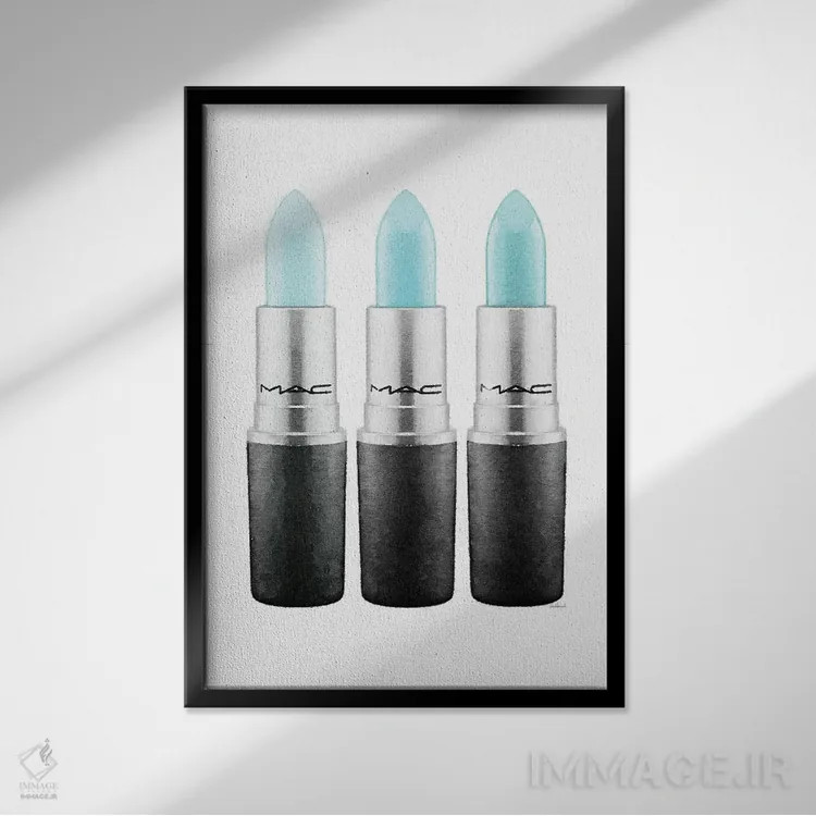 تابلو دکوراتیو رژ لب III فیروزه ای اثر آماندا گرینوود - نمای قابدار مشکی