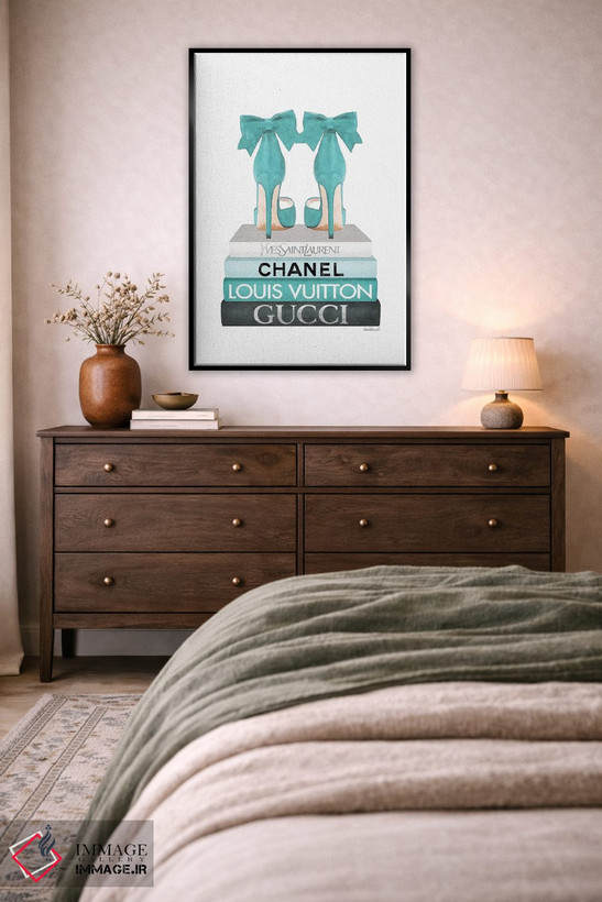 تابلو دکوراتیو Teal Shoes,کتاب های متوسط با تن فیروزه ای و کفش های فیرو… اثر آماندا گرینوود - D5B