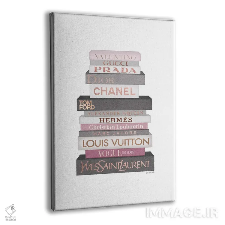 تابلو دکوراتیو کتاب های بلند مد خاکستری و صورتی اثر آماندا گرینوود - نمای پرسپکتیو محصول