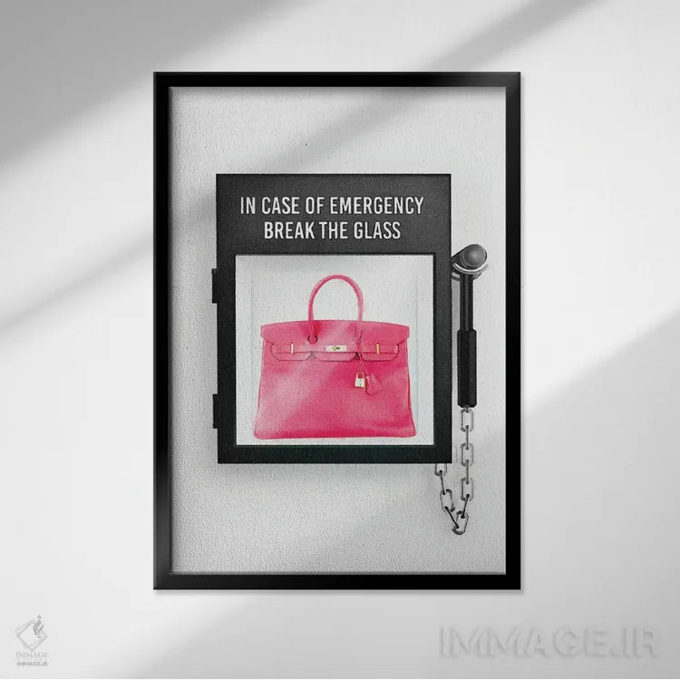 تابلو دکوراتیو With Pink Bag,در صورت اضطرار با کیف صورتی اثر آماندا گرینوود - نمای قابدار مشکی