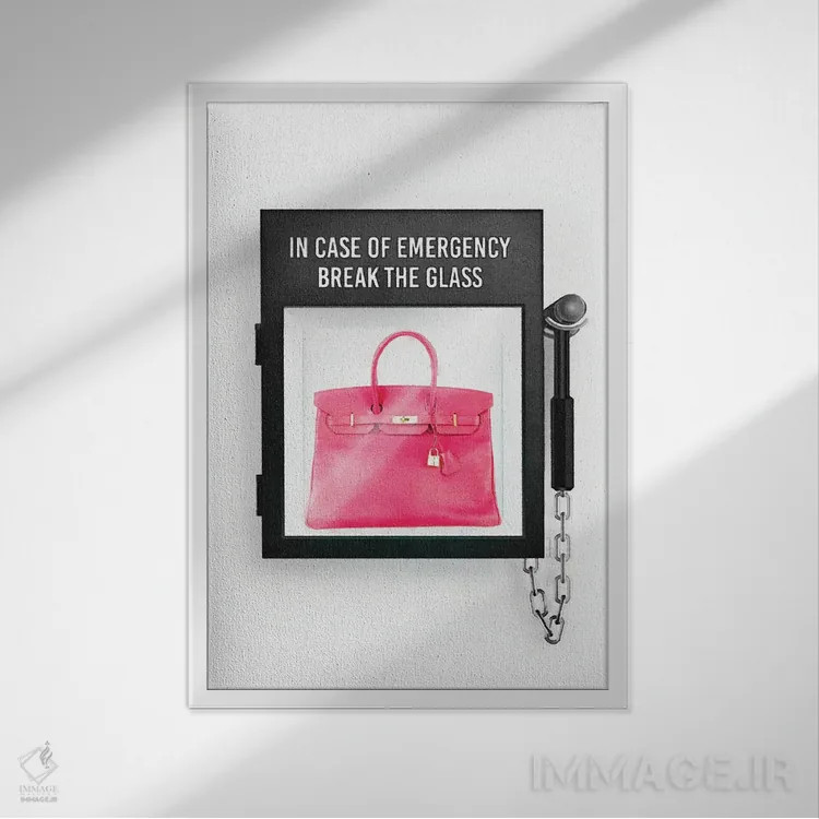 تابلو دکوراتیو With Pink Bag,در صورت اضطرار با کیف صورتی اثر آماندا گرینوود - نمای قابدار سفید