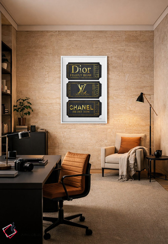 تابلو دکوراتیو ردیف جلو در مشکی و طلایی اثر آماندا گرینوود - D6W