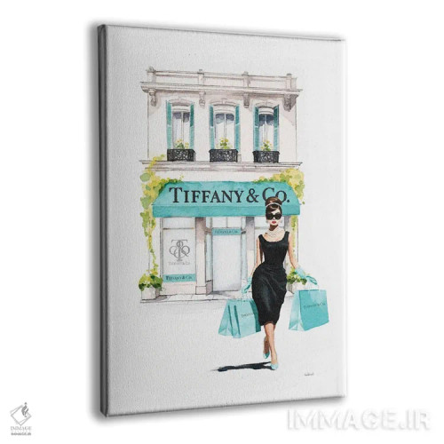 تابلو دکوراتیو خرید از ویترین فروشگاه به رنگ فیروزه ای اثر آماندا گرینوود - نمای پرسپکتیو محصول