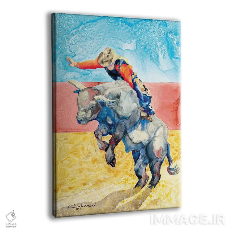 تابلو دکوراتیو سوار بر گاو اثر کالی گاریس - نمای پرسپکتیو محصول