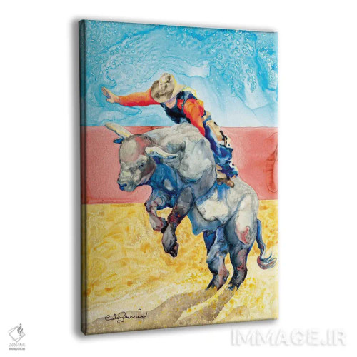 تابلو دکوراتیو سوار بر گاو اثر کالی گاریس - نمای پرسپکتیو محصول