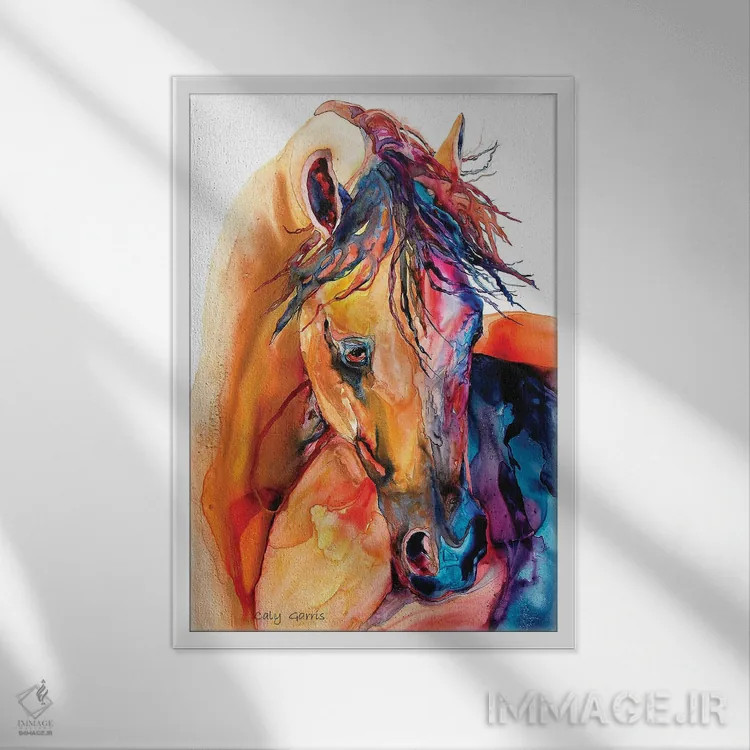 تابلو دکوراتیو زنبق زراندود اثر کالی گاریس - نمای قابدار سفید