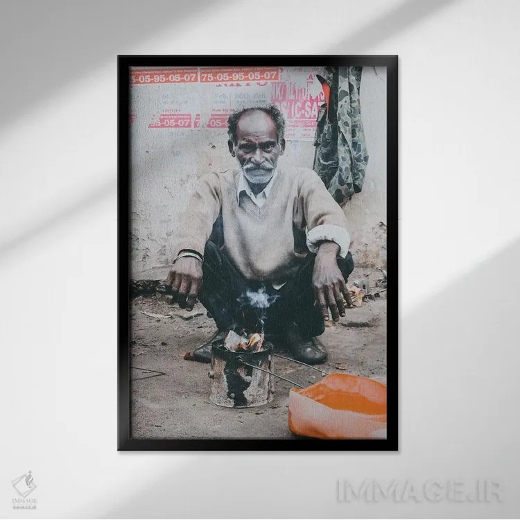 تابلو دکوراتیو لاکنو، هند III اثر لوک آنتونی گرم - نمای قابدار مشکی