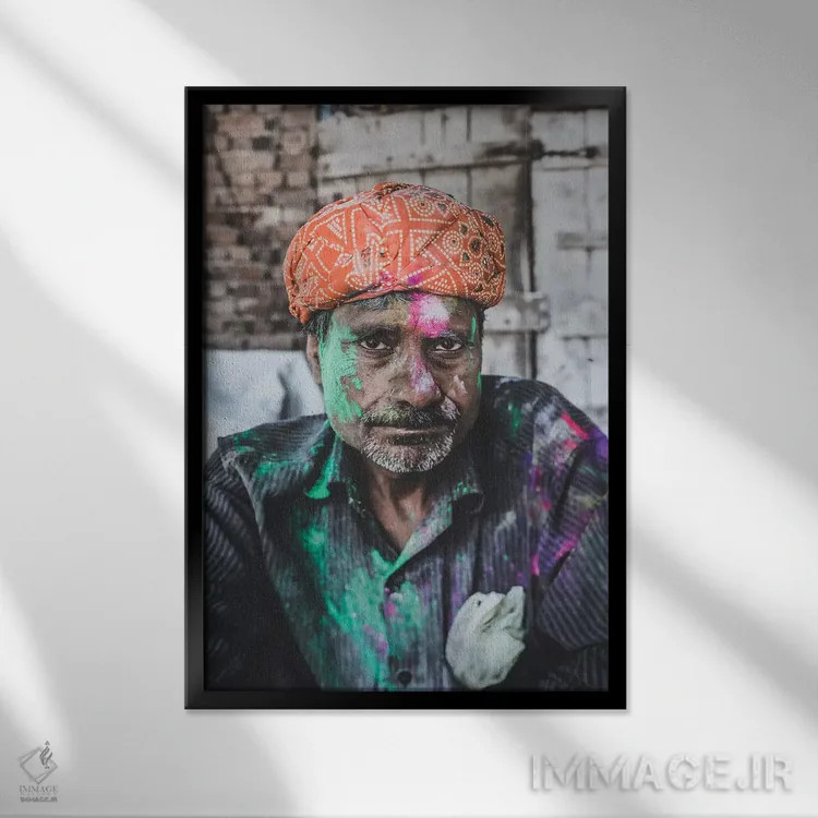 تابلو دکوراتیو متورا، هند اثر لوک آنتونی گرم - نمای قابدار مشکی