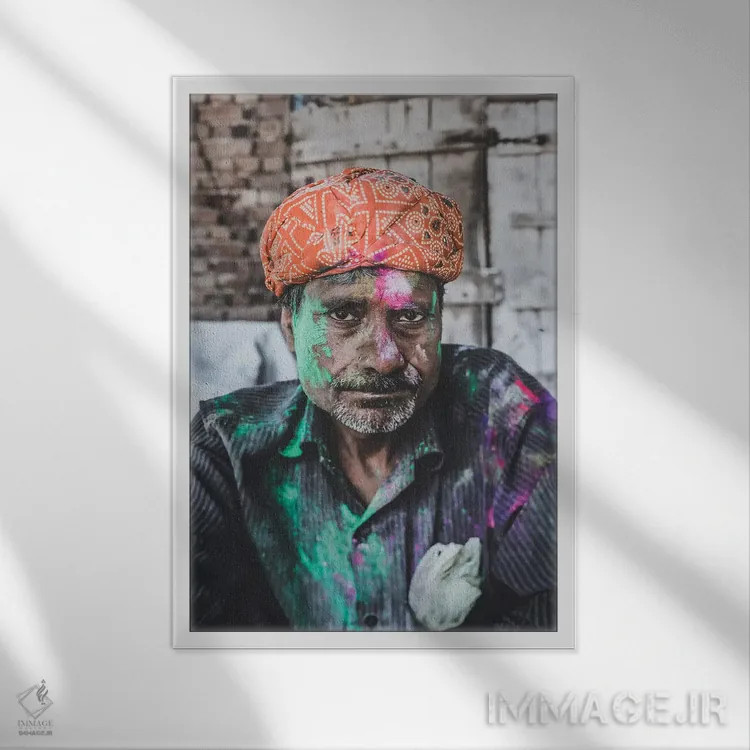 تابلو دکوراتیو متورا، هند اثر لوک آنتونی گرم - نمای قابدار سفید