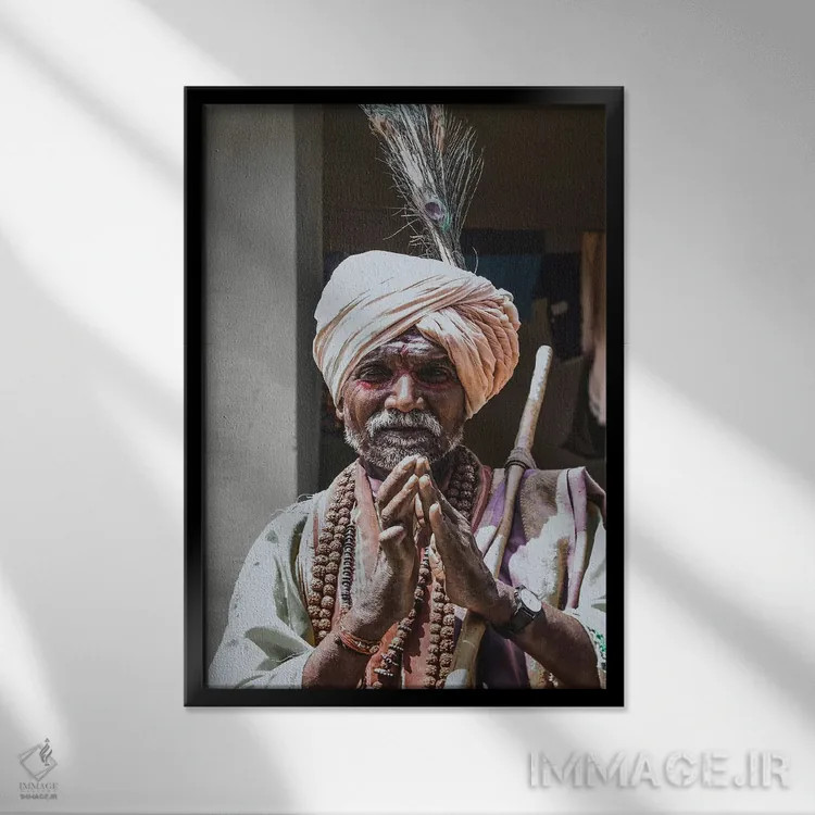 تابلو دکوراتیو همپی، هند اثر لوک آنتونی گرم - نمای قابدار مشکی