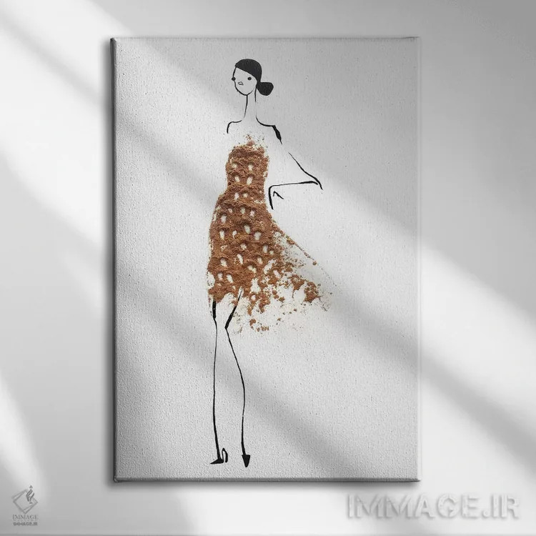 تابلو مینیمال دارچین اثر گرچن روهرز - نمای روبهرو روی دیوار