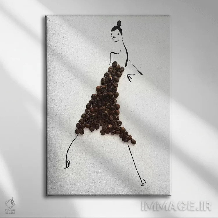 تابلو مینیمال قهوه اثر گرچن روهرز - نمای روبهرو روی دیوار