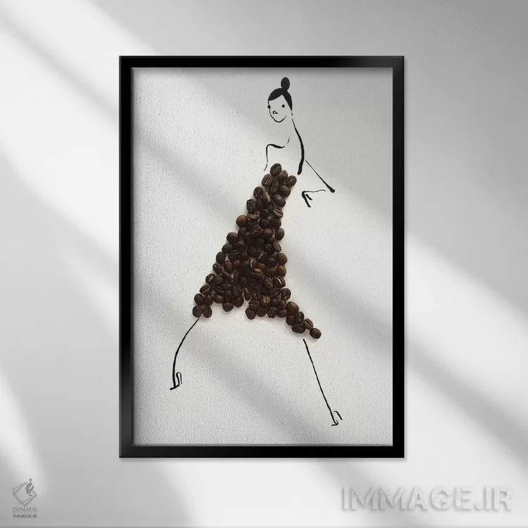 تابلو مینیمال قهوه اثر گرچن روهرز - نمای قابدار مشکی