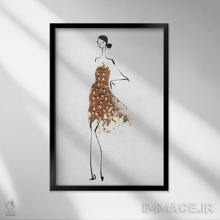 تابلو مینیمال دارچین اثر گرچن روهرز - نمای قابدار مشکی