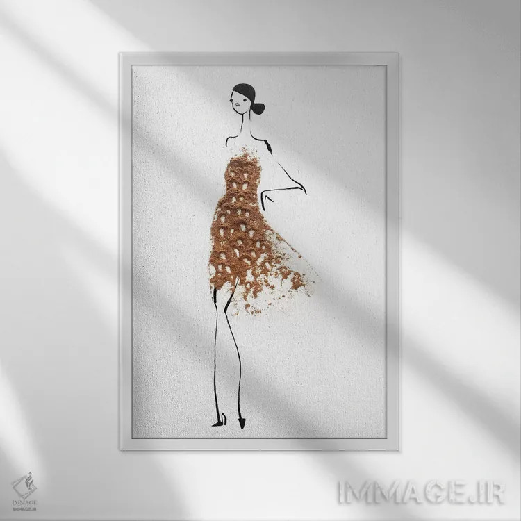 تابلو مینیمال دارچین اثر گرچن روهرز - نمای قابدار سفید