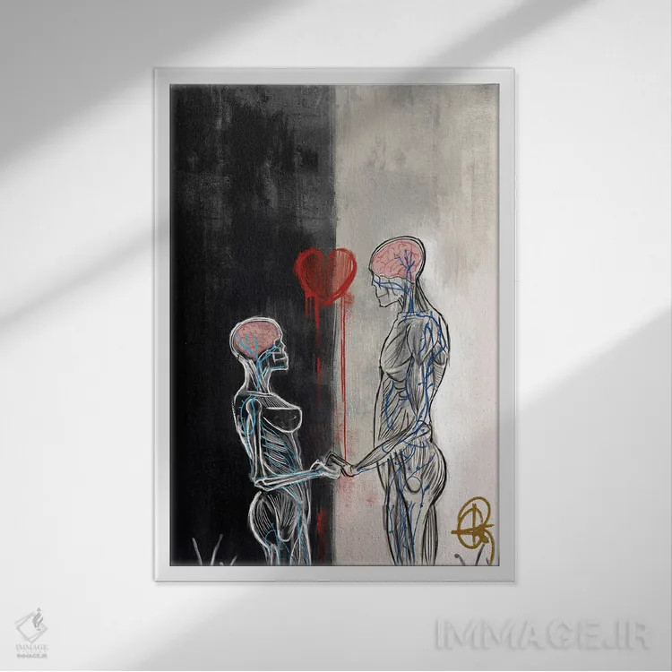 تابلو دکوراتیو لاوینگ علیه ویرجینیا اثر گوردون رو - نمای قابدار سفید