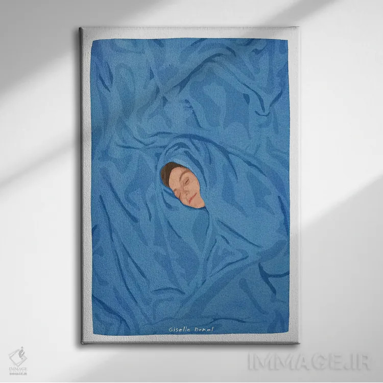 تابلو مینیمال پتو کوچک اثر گیسل دکل - نمای روبهرو روی دیوار
