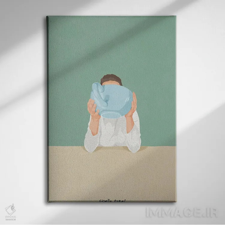 تابلو مینیمال فنجان بزرگ اثر گیسل دکل - نمای روبهرو روی دیوار