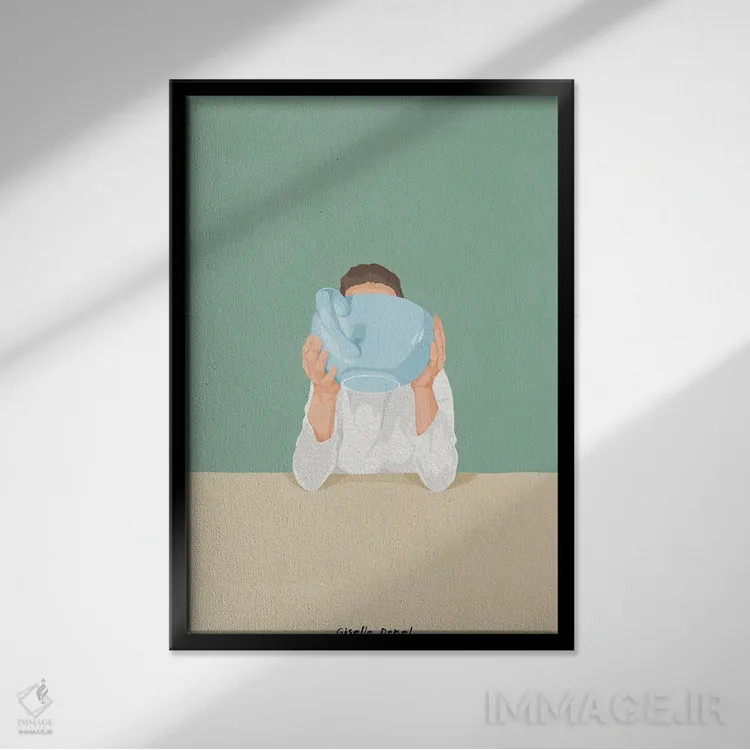 تابلو مینیمال فنجان بزرگ اثر گیسل دکل - نمای قابدار مشکی