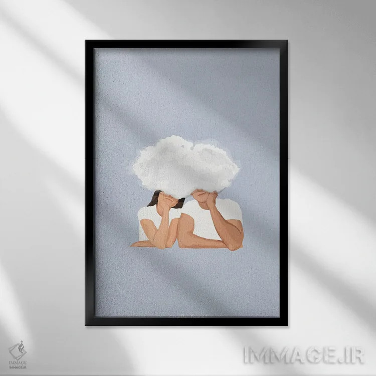 تابلو مینیمال رویای مشترک اثر گیسل دکل - نمای قابدار مشکی
