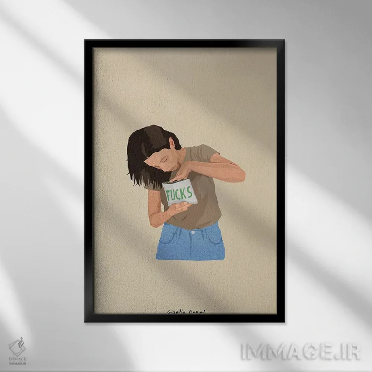 تابلو مینیمال تمام شده اثر گیسل دکل - نمای قابدار مشکی