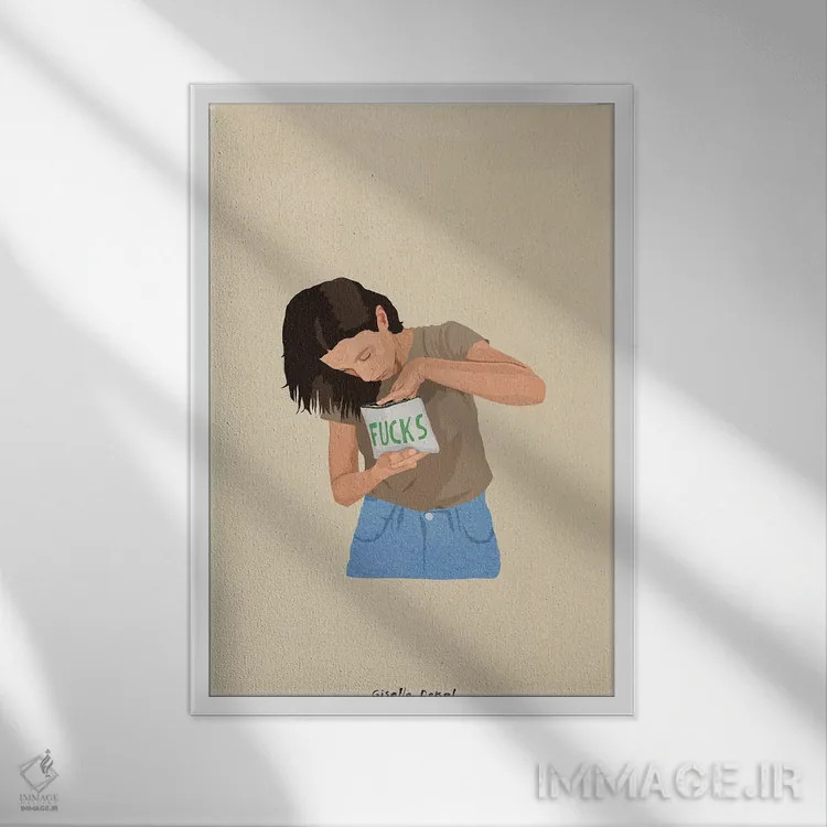 تابلو مینیمال تمام شده اثر گیسل دکل - نمای قابدار سفید