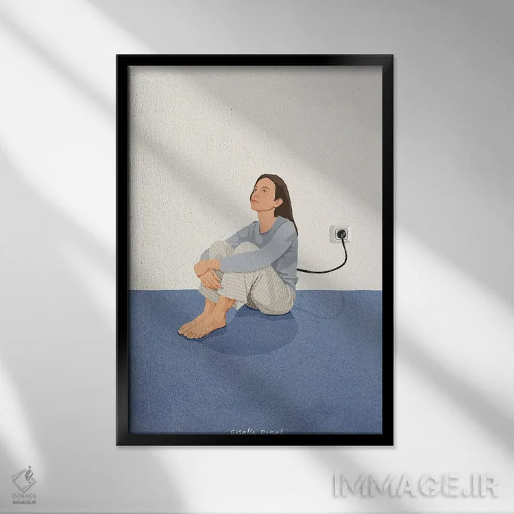 تابلو مینیمال شارژ مجدد اثر گیسل دکل - نمای قابدار مشکی