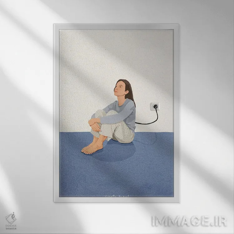 تابلو مینیمال شارژ مجدد اثر گیسل دکل - نمای قابدار سفید